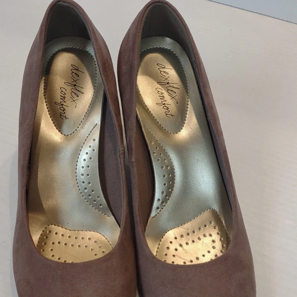 Dexflex Comfort Women's Taupe Karlie Faux Suede Rounded Toe Slip-On Wedge Shoes